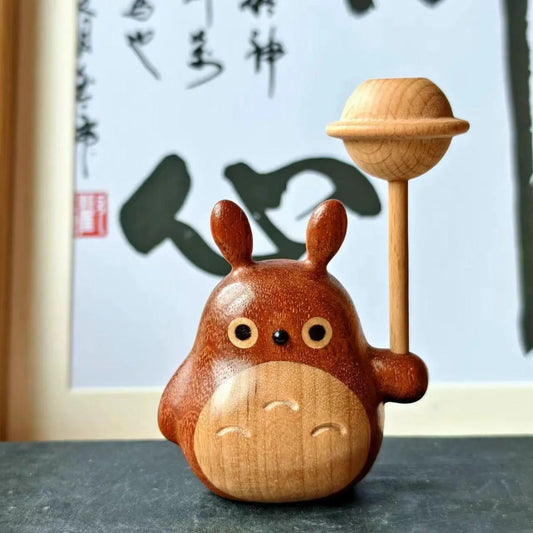 Totoro holding candy——Handmade wood carving ornaments