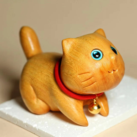 Cat Ornaments——Handmade wood carving ornaments