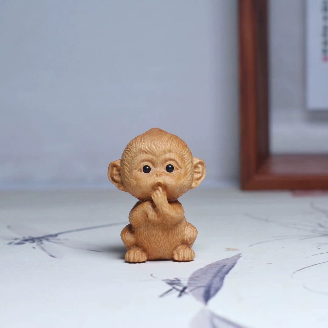 Monkey ornaments——Handmade wood carving ornaments