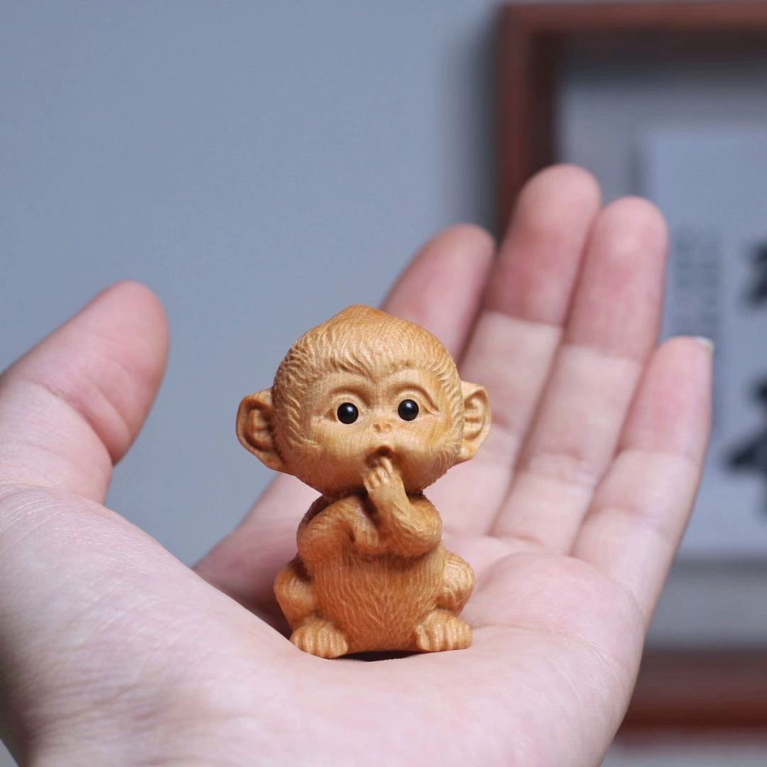 Monkey ornaments——Handmade wood carving ornaments